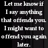 I'm sorry... did I offend you..