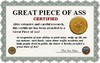 Great Ass Certificate