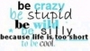 be stupid, crazy...