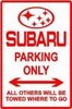 Subaru Parking sign